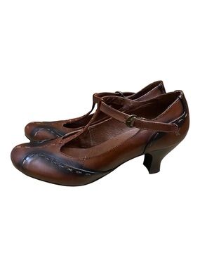 Pikolinos Womens Brown Leather Mary Jane T-Strap Heeled Shoes